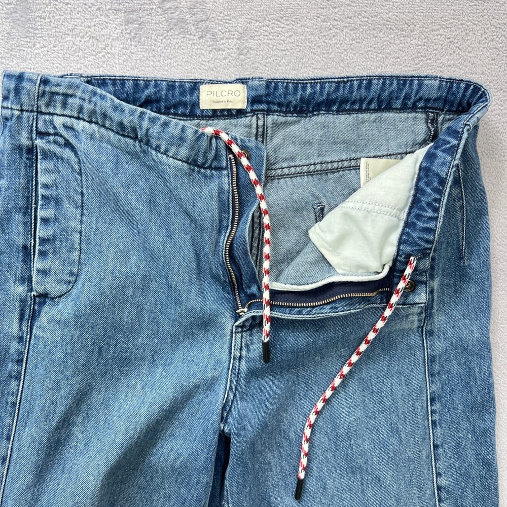 Pilcro Wide Leg Crop Jeans in Medium Blue - Picture 4 of 10